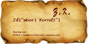 Zámbori Kornél névjegykártya